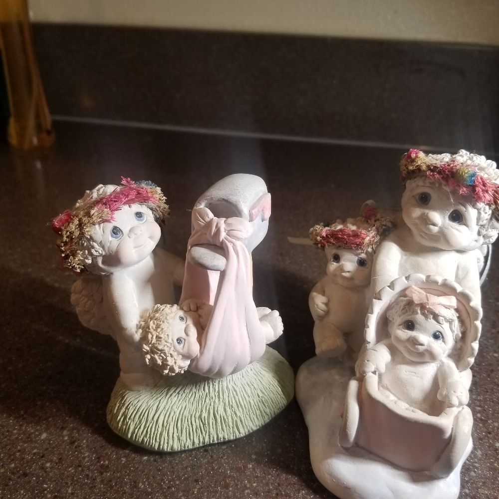 2 Dreamsicles Cherubs Baby Boom & Sunday Stroll Signed + FREE Snow Globe